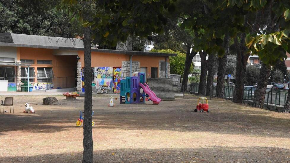 Area giochi senza erba i bambini dell’asilo vanno a casa impolverati
