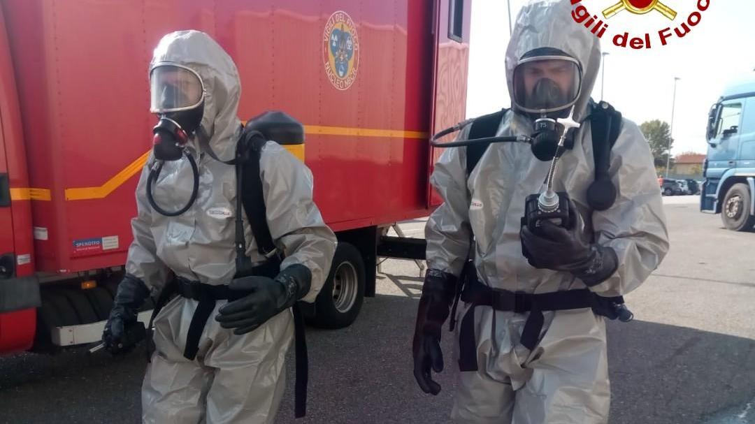 L'intervento del nucleo Nbcr dei Vigili del fuoco all'Interporto