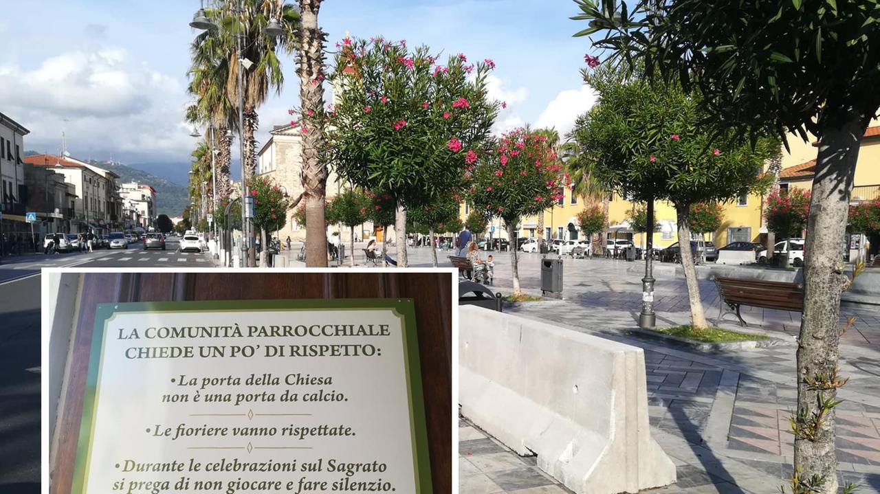 Partite di pallone in piazza, il parroco mette un cartello per protestare