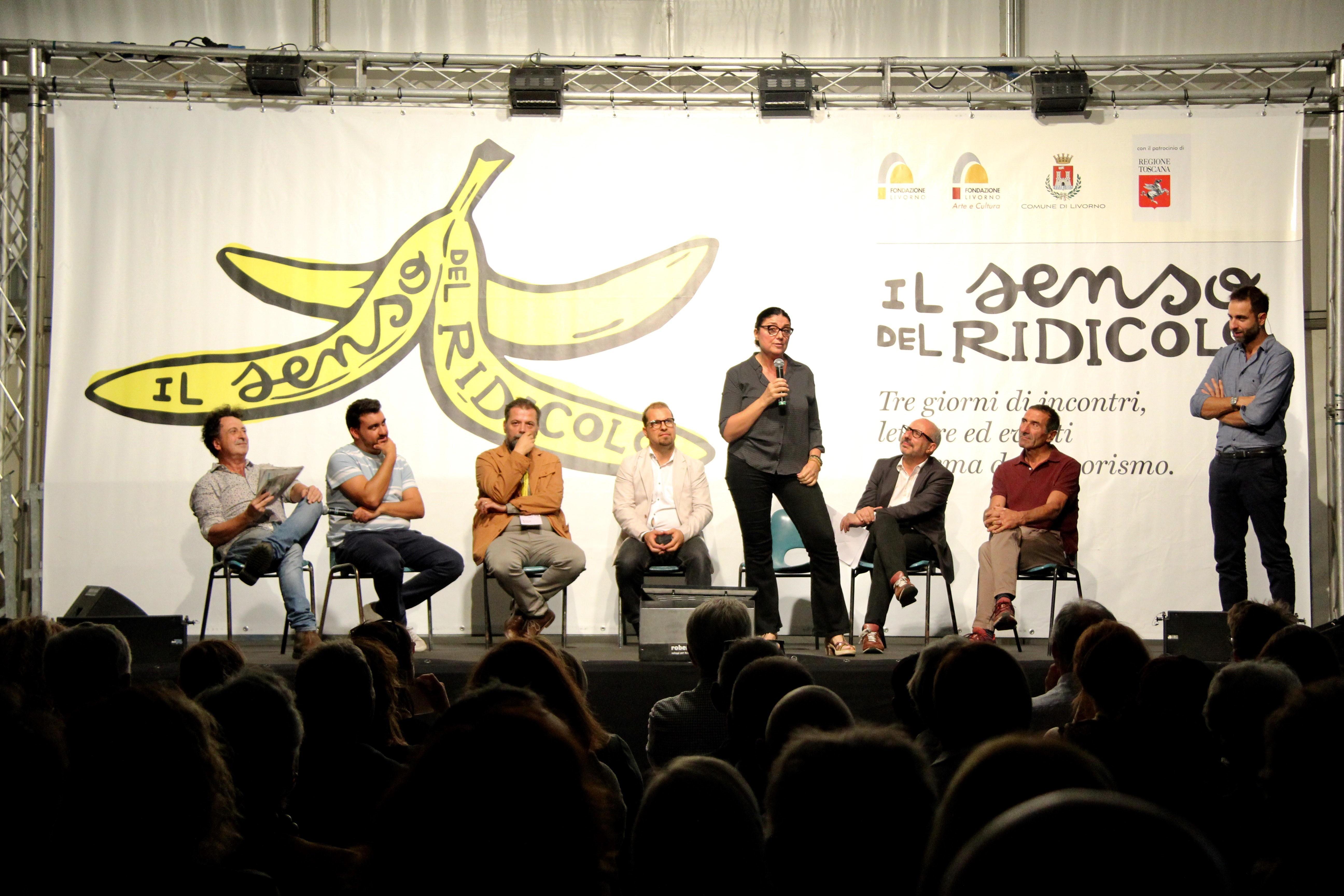 I protagonisti dell'evento con Matteo Caccia al festival livornese