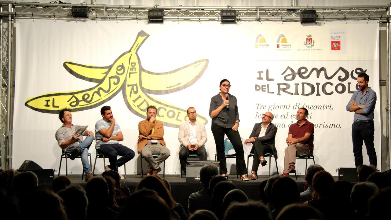 I protagonisti dell'evento con Matteo Caccia al festival livornese