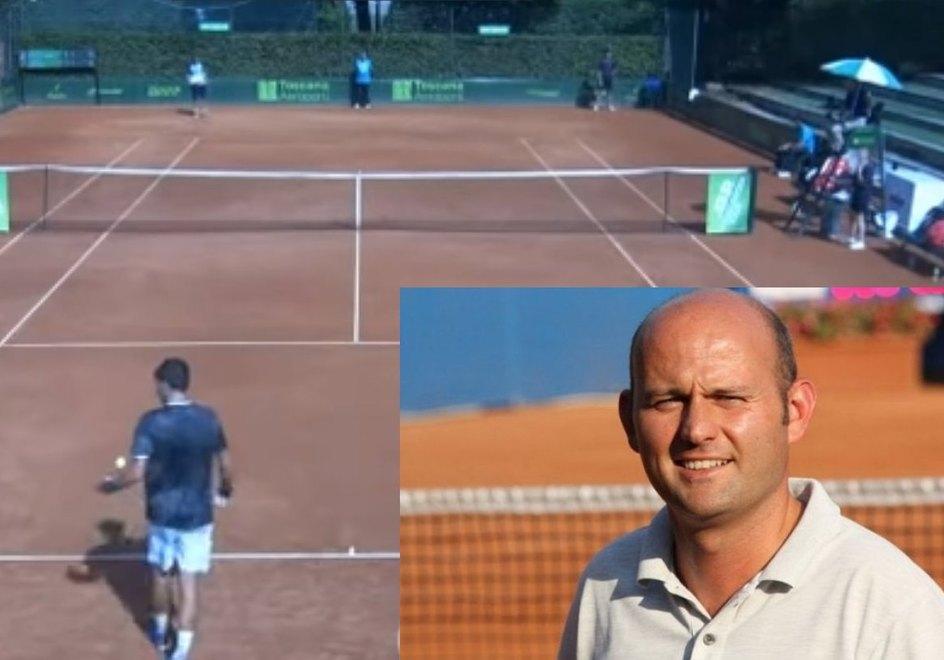 Un'immagine del match "incriminato". Nel riquadro l'arbitro Gianluca Moscarella