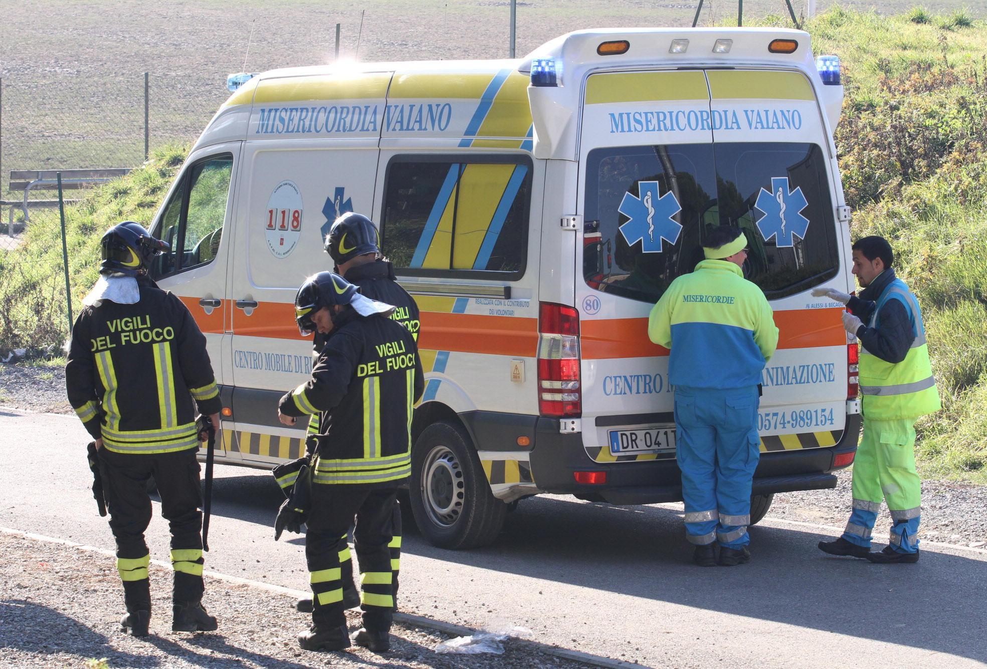 Un intervento della Misericordia di Vaiano