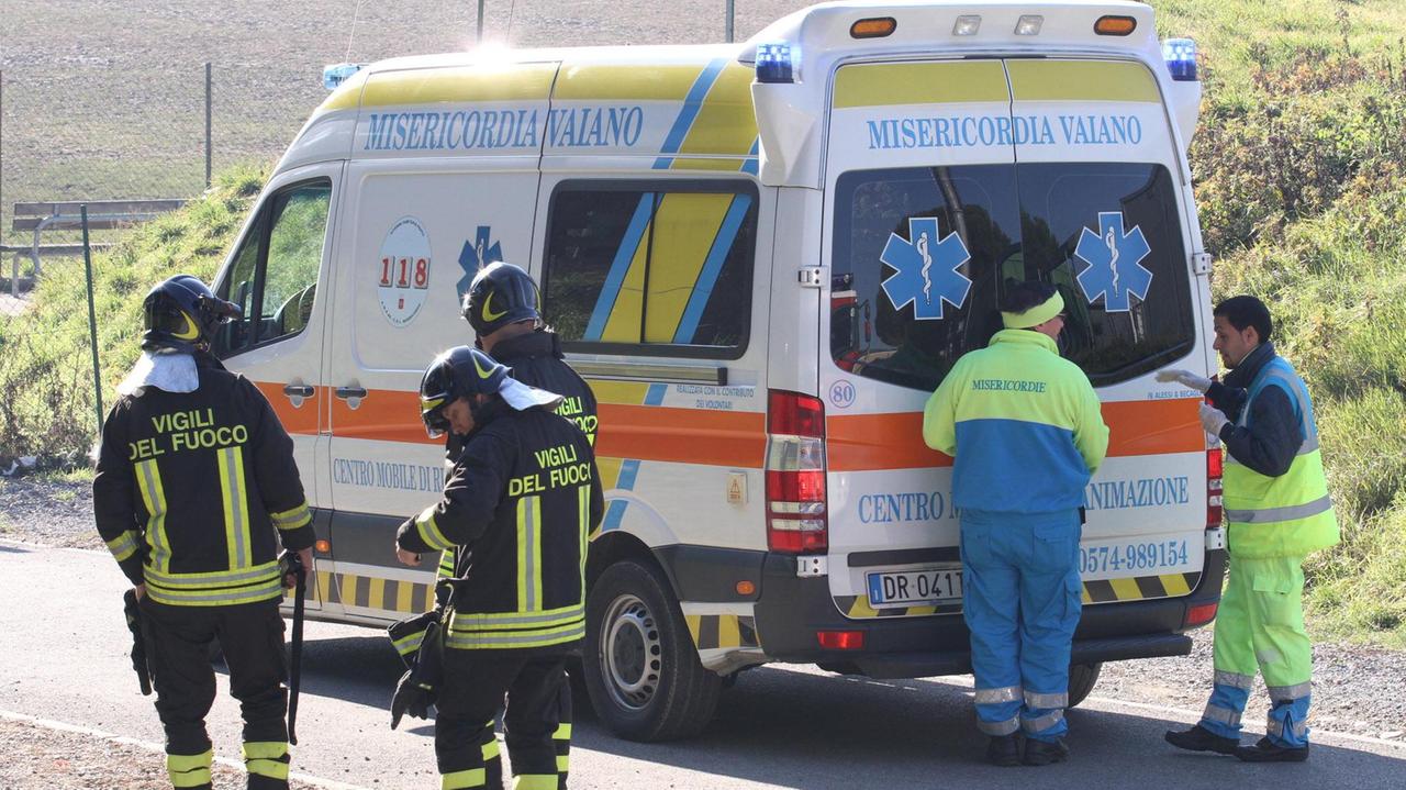 Un intervento della Misericordia di Vaiano