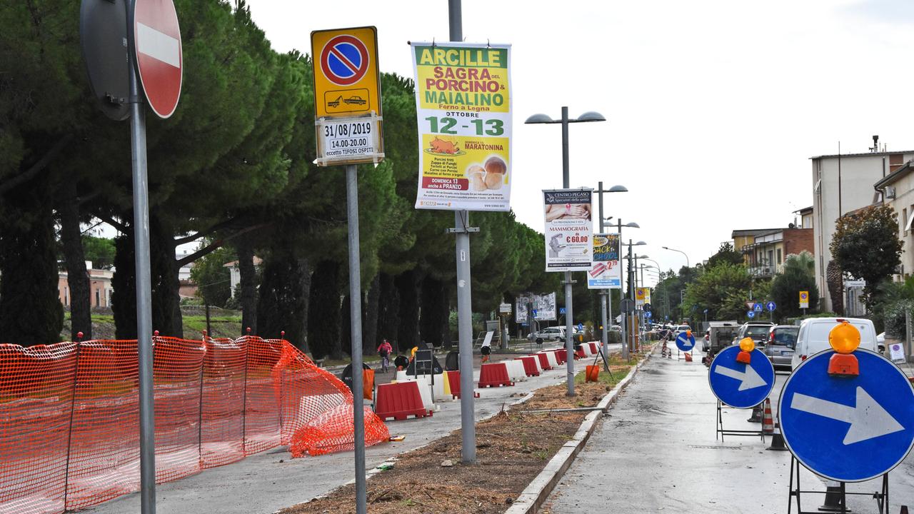Ecco come appare viale Caravaggio: tutti i pini sono stati abbattuti (Foto Bf)