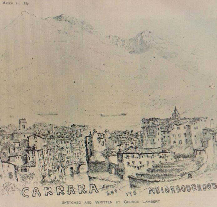 Una panoramica di Carrara tratta dall’edizione del 12 marzo 1887 del  “The Graphic Magazine”