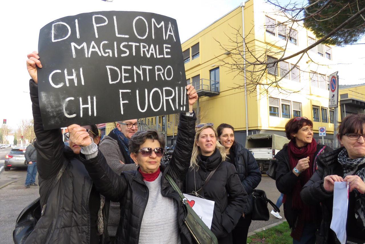 Una protesta dei diplomati magistrali