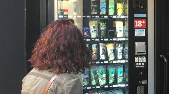 Il distributore di canapa light in via Roma a Pontedera (Foto Franco Silvi)