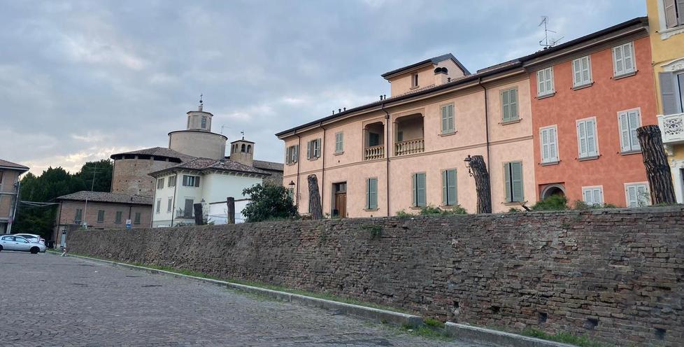 Via De Amicis a Montecchio, dopo il taglio degli alberi