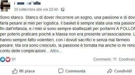 Sogna campo da basket ma il sindaco dice no