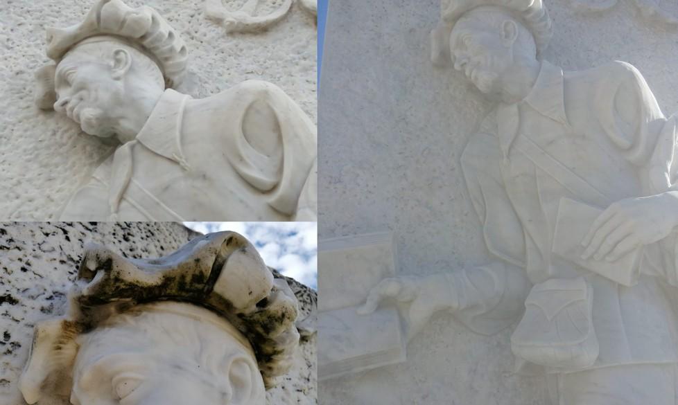 Conclusi i restauri al portale medievale e alla statua dei librai