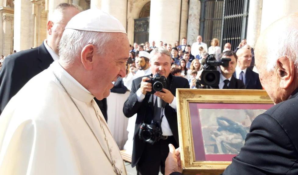 Un quadro di Mario Marcucci donato al Papa 