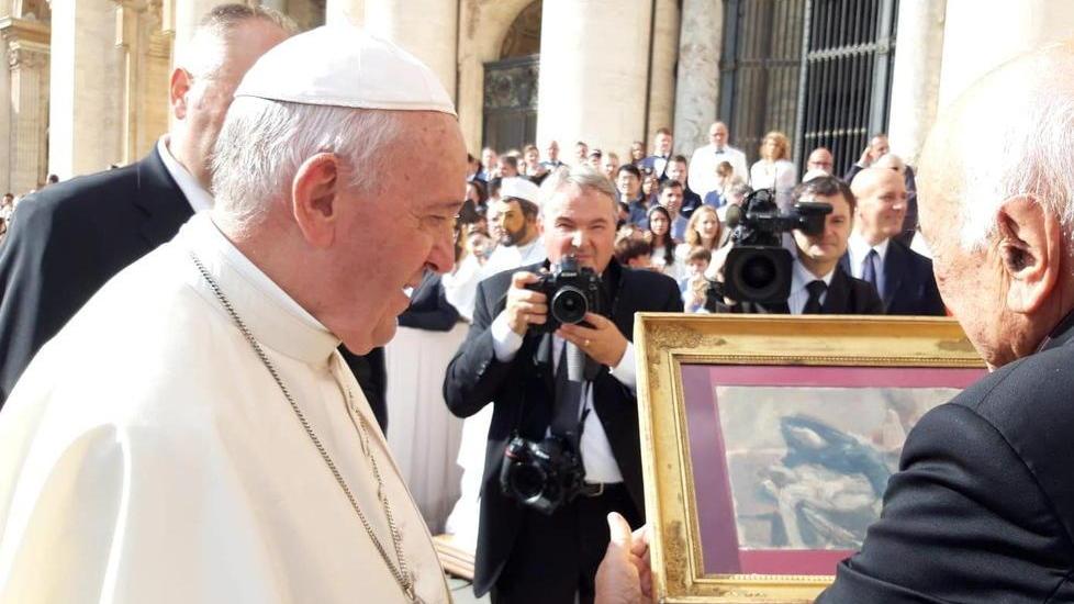 Un quadro di Mario Marcucci donato al Papa