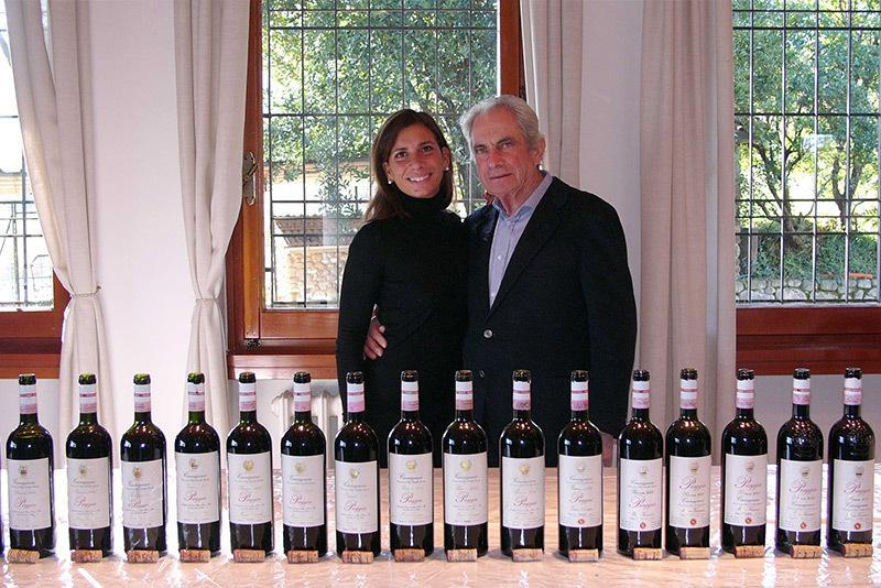Mauro Vannucci insieme alla figlia Silvia nella foto di un manifesto presentato a Vinitaly