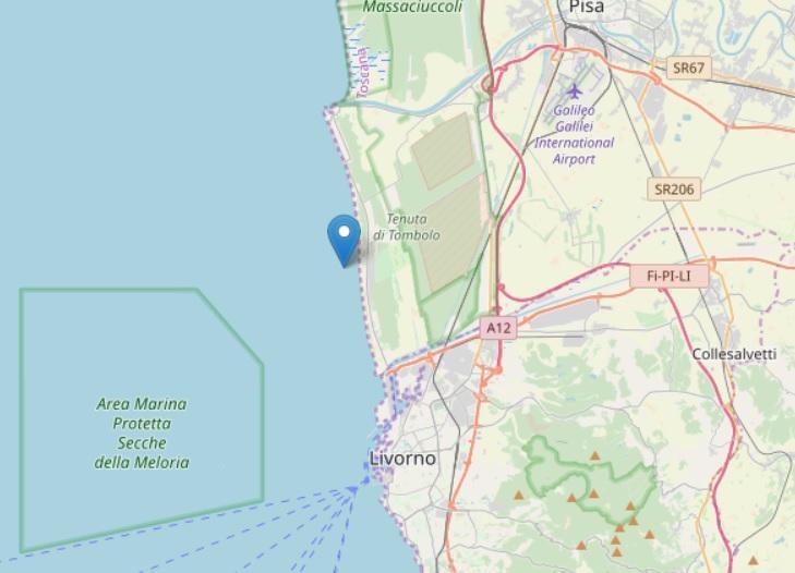 Lieve scossa davanti alla costa tra Pisa e Livorno 