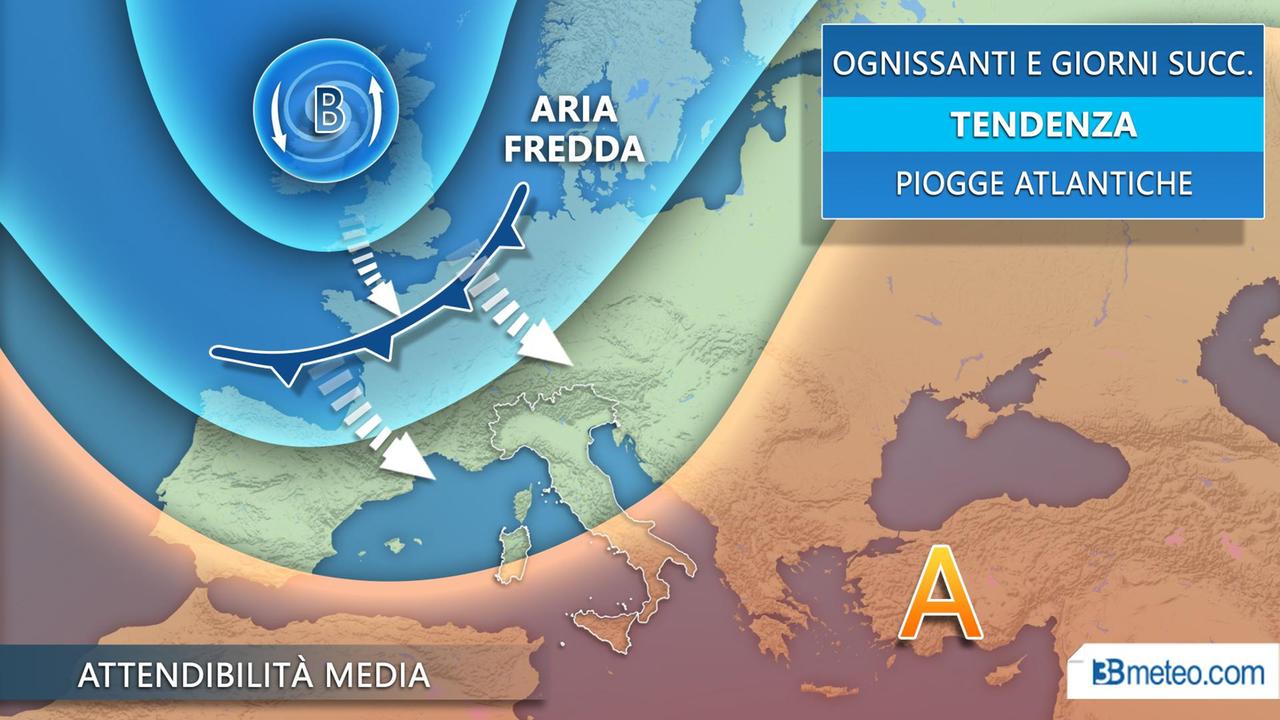Meteo, in arrivo una settimana di piogge. Anche nel ponte di Ognissanti