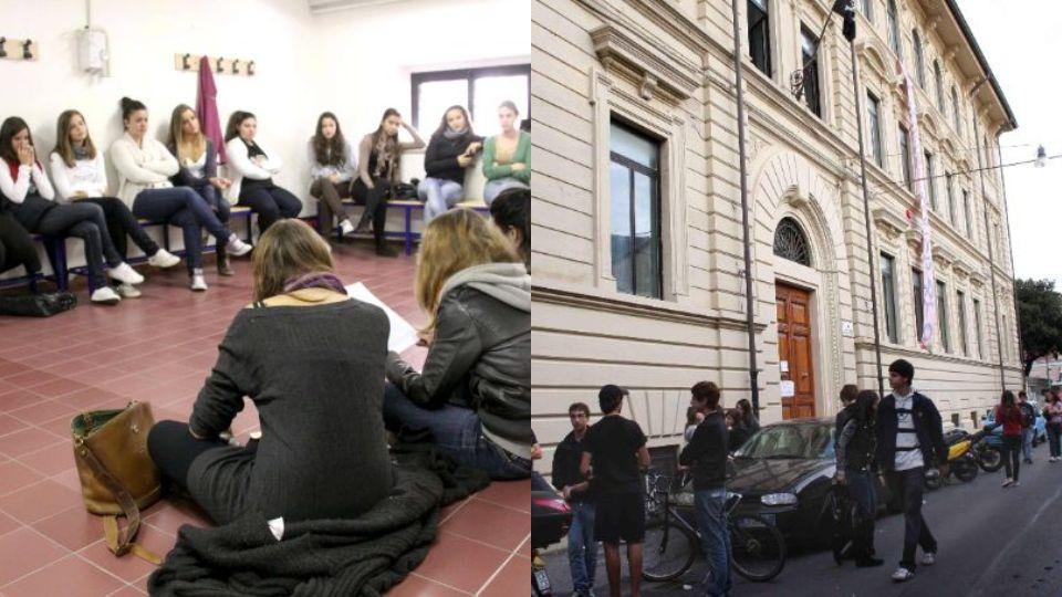 Nell'immagine, una vecchia occupazione e l'esterno del liceo classico di Viareggio