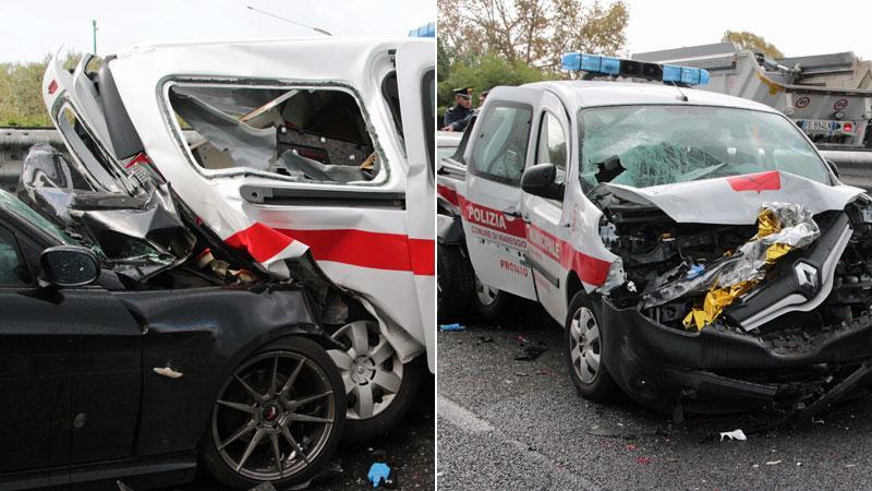 Auto travolge vigili e carabinieri: in rianimazione agente della municipale