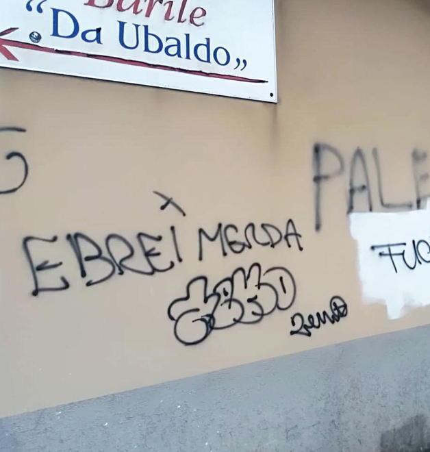 Scritta offensiva contro gli ebrei nel vicolo del Gelsomino