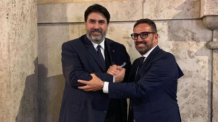 Il governatore Christian Solinas e l'assessore Giuseppe Fasolino