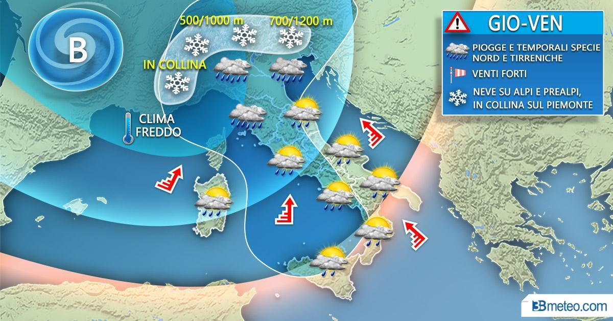 Meteo, allerta arancione per vento e pioggia in Emilia Romagna 