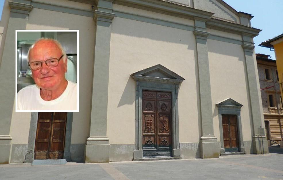 La Collegiata di Santa Croce sull'Arno e, nel riquadro, Paolo Gallerini