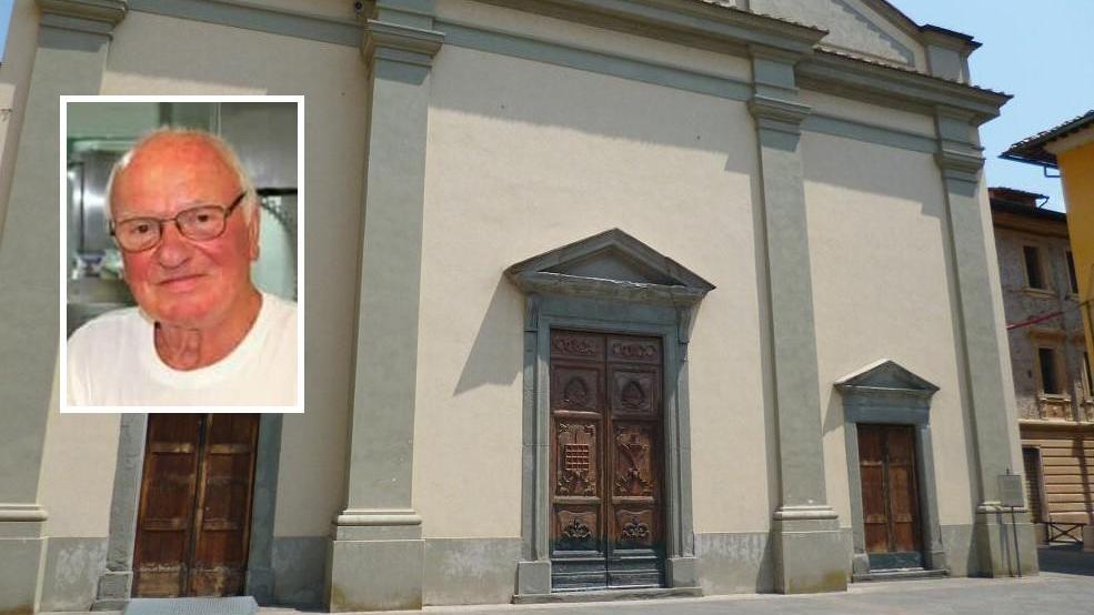La Collegiata di Santa Croce sull'Arno e, nel riquadro, Paolo Gallerini