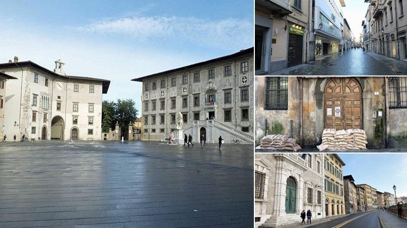 La città semi deserta con la stragrande maggioranza delle attività rimaste chiuse in seguito all’ordinanza comunale (Foto Muzzi)