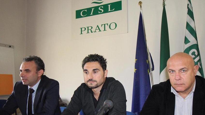 L’avvocato Andrea Logli, Mirko Zacche e Roberto Pistonina della Cisl
