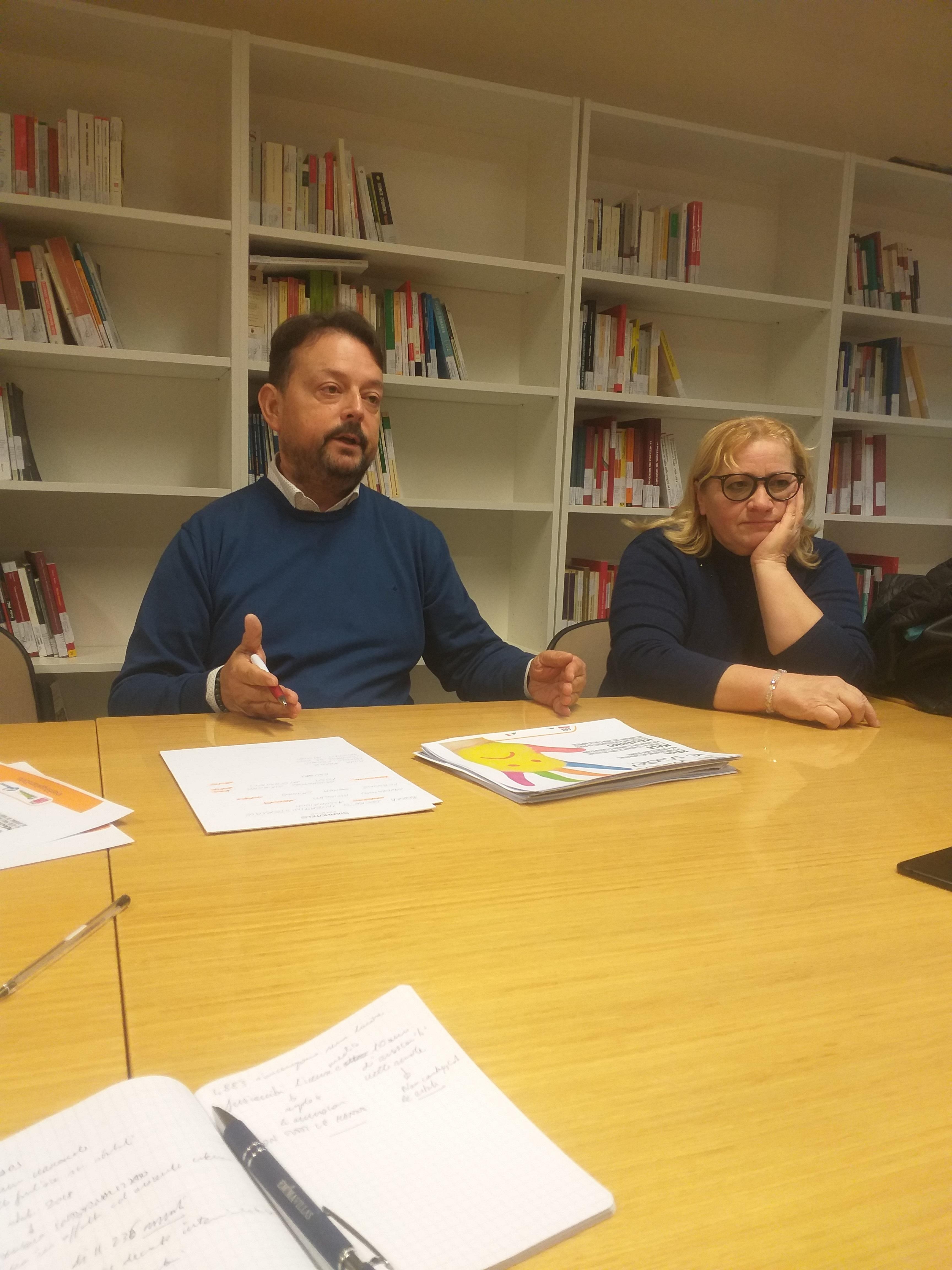 Alessandro Cartei e Paola Falsitto durante la conferenza stampa nella sede della Cgil di Pistoia