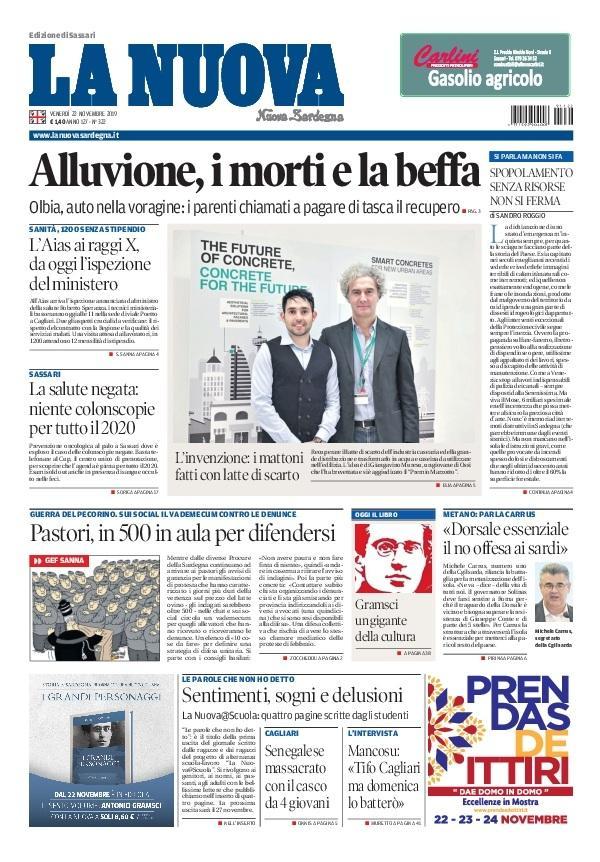 La Nuova Sardegna - Prima Pagina - 22 novembre 2019
