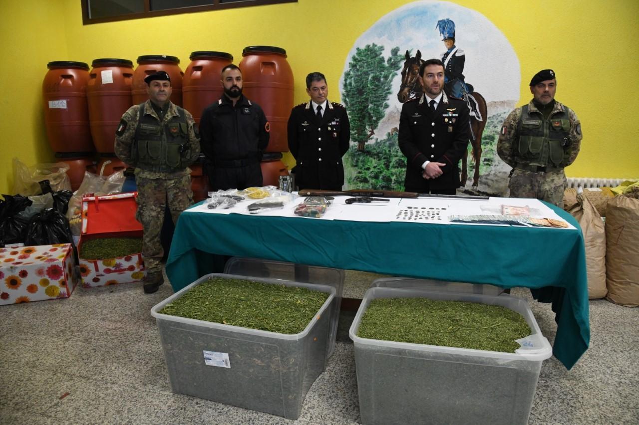 Orgosolo, sequestrati 700 chili di marijuana, armi ed esplosivo: tre arresti