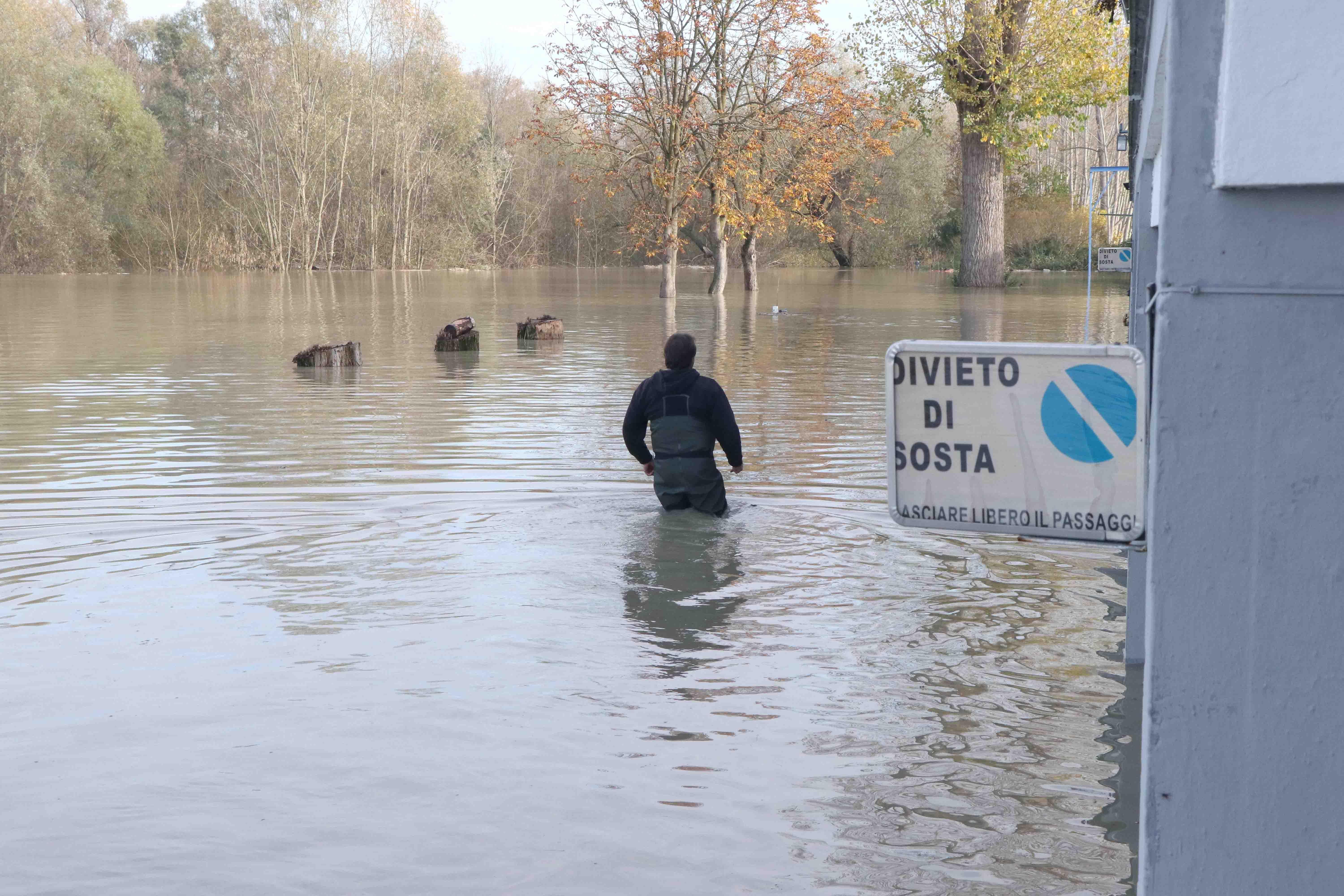 Le acque del Po hanno invaso la Canottieri a Pontelagoscuro