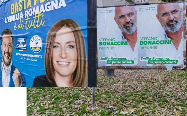 Bonaccini senza simboli, Borgonzoni con Salvini 