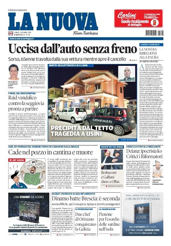 La Nuova Sardegna - Prima Pagina - 2 dicembre 2019
