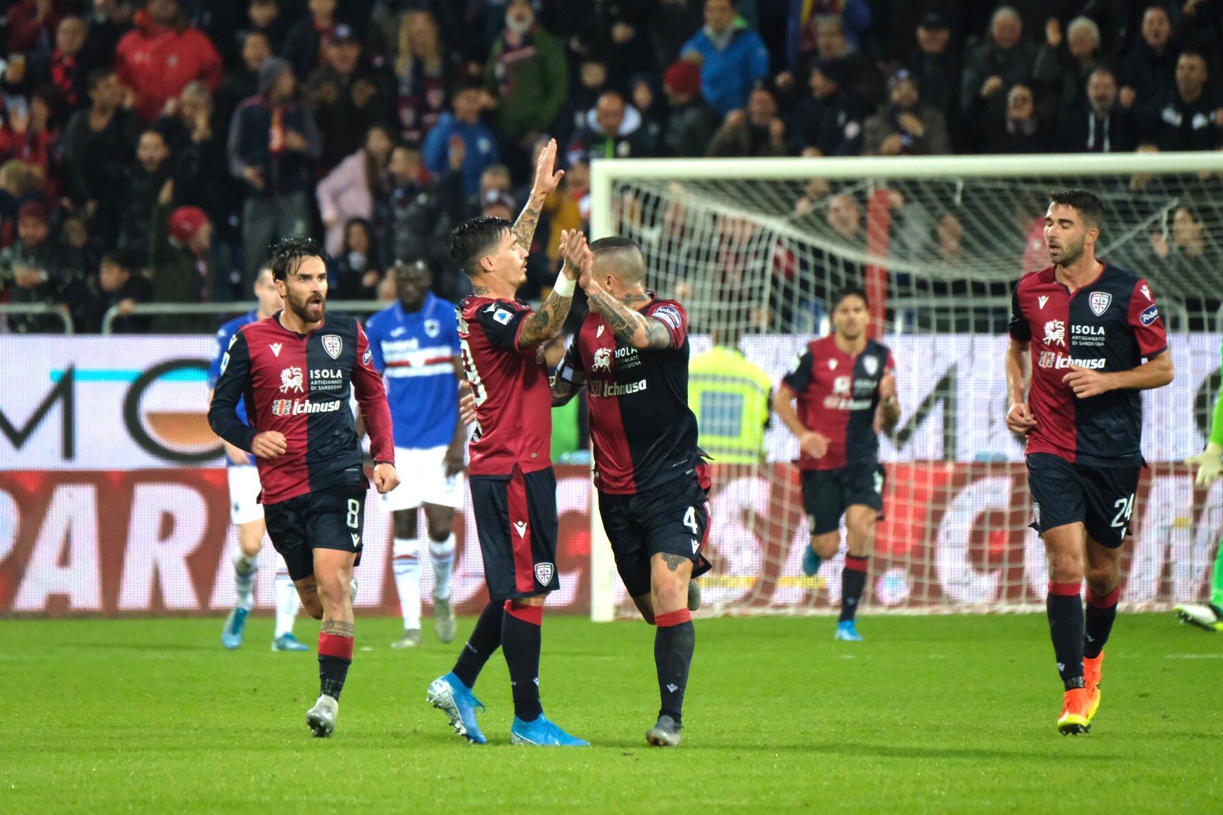 Cagliari da 1-3 a 4-3, straordinaria vittoria contro la Sampdoria