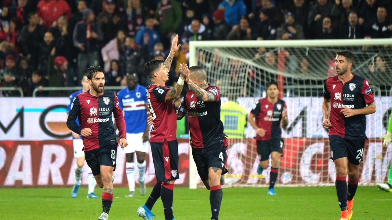 Cagliari da 1-3 a 4-3, straordinaria vittoria contro la Sampdoria