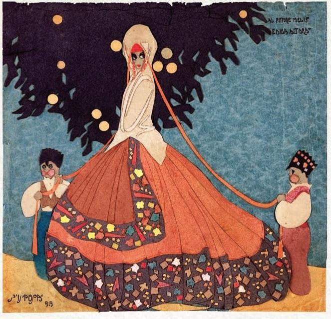 "S'Isposa", collage di Edina Altara del 1919 (collezione Man) usato nella copertina del volume di Grazia Deledda