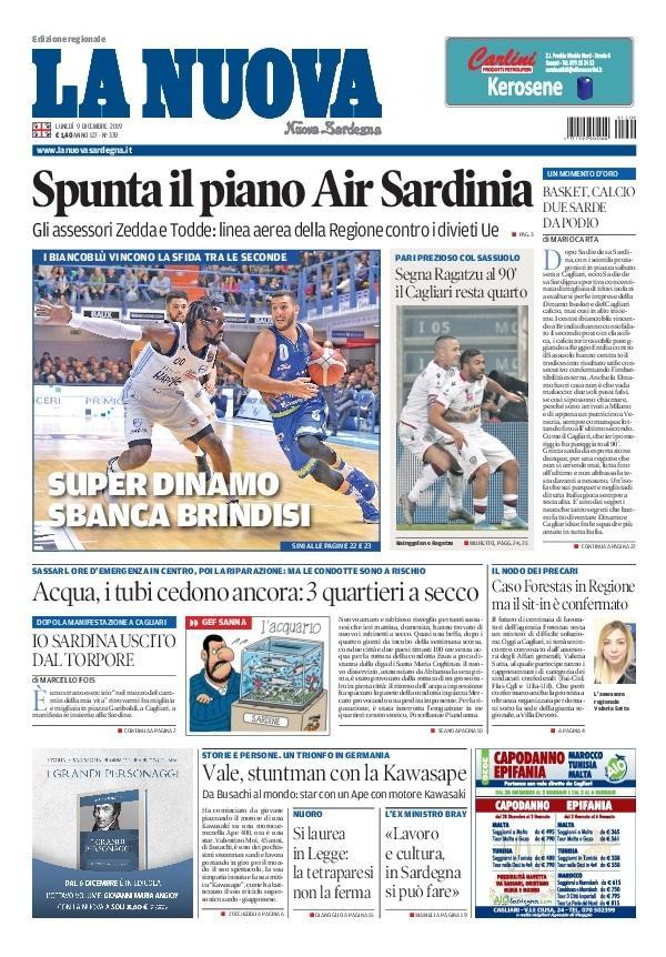 La Nuova Sardegna - Prima Pagina - 9 dicembre 2019