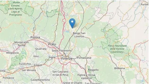 L'epicentro del terremoto di stanotte nel Mugello