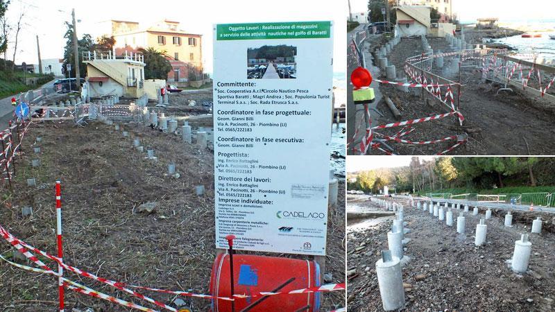 In costruzione nel golfo di Baratti i magazzini per i campi-boe