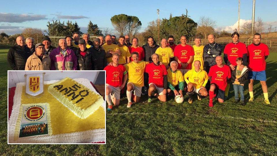 I 50 anni del S.Quirico festeggiati in campo con gli ex giocatori. E poi tutti a cena