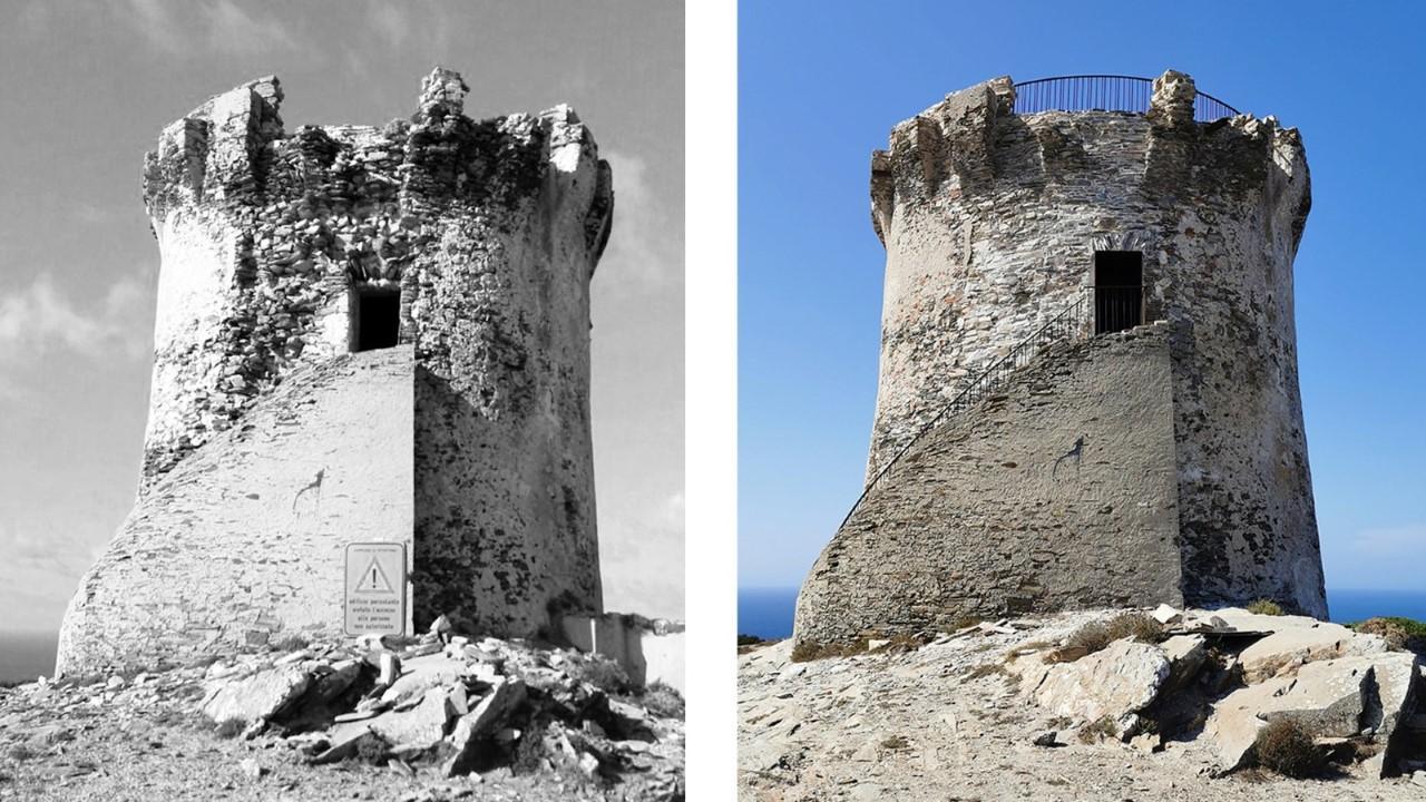 La Torre prima e dopo il restauro conservativo