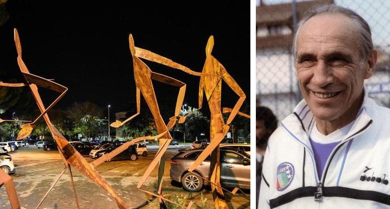 A sinistra il piazzale all'ingresso est dello stadio Zecchini (foto Agenzia Bf) che sarà intitolato all'indimenticato Enzo Bearzot (a destra)
