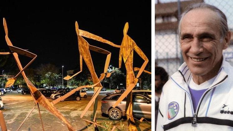 A sinistra il piazzale all'ingresso est dello stadio Zecchini (foto Agenzia Bf) che sarà intitolato all'indimenticato Enzo Bearzot (a destra)
