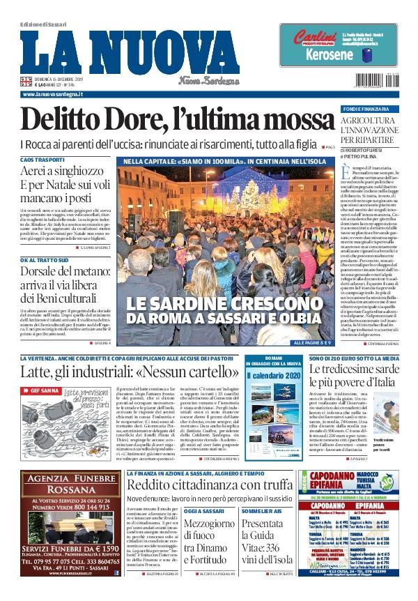 La Nuova Sardegna - Prima Pagina - 15 dicembre 2019