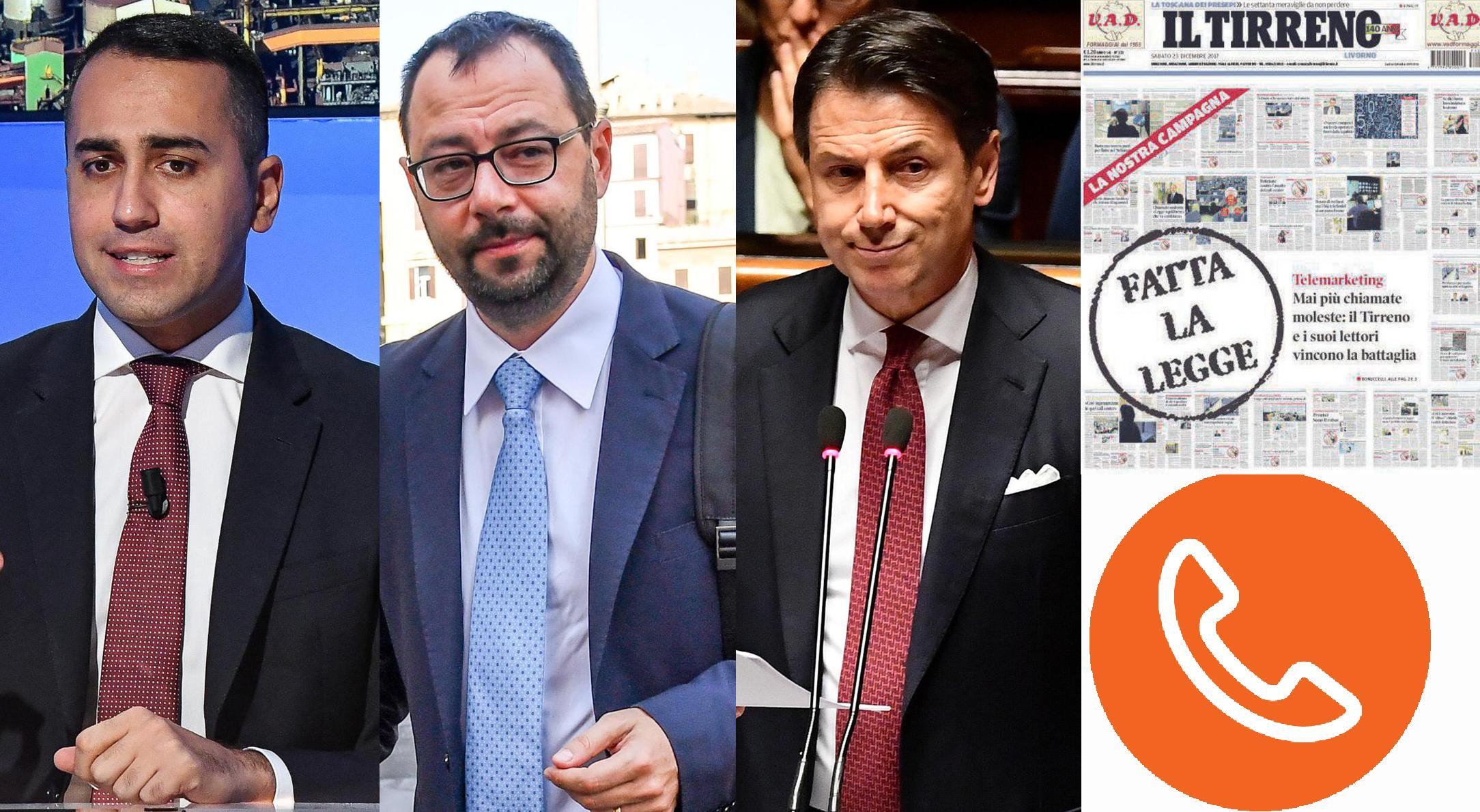 L'ex ministro allo sviluppo economico Luigi di Maio, il ministro allo sviluppo economico Stefano Patuanelli e il presidente del Consiglio Conte