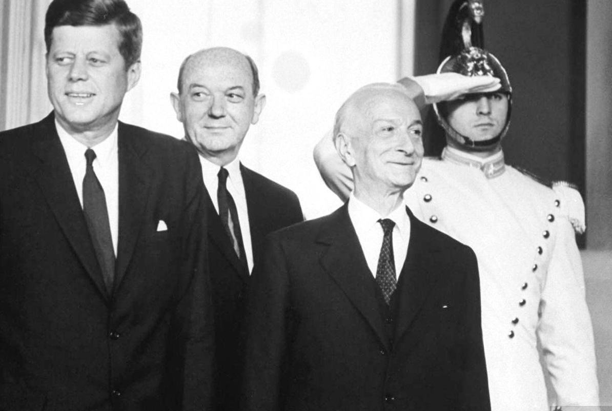 Antonio Segni nel 1963 insieme a John Kennedy in visita a Roma