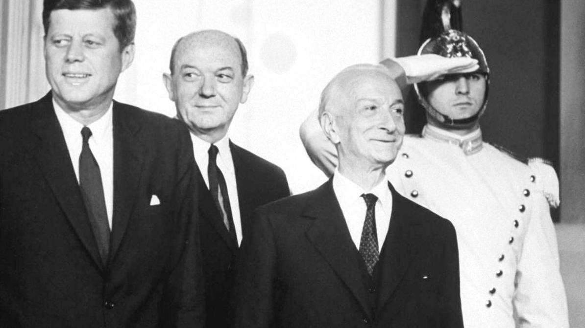 Antonio Segni nel 1963 insieme a John Kennedy in visita a Roma