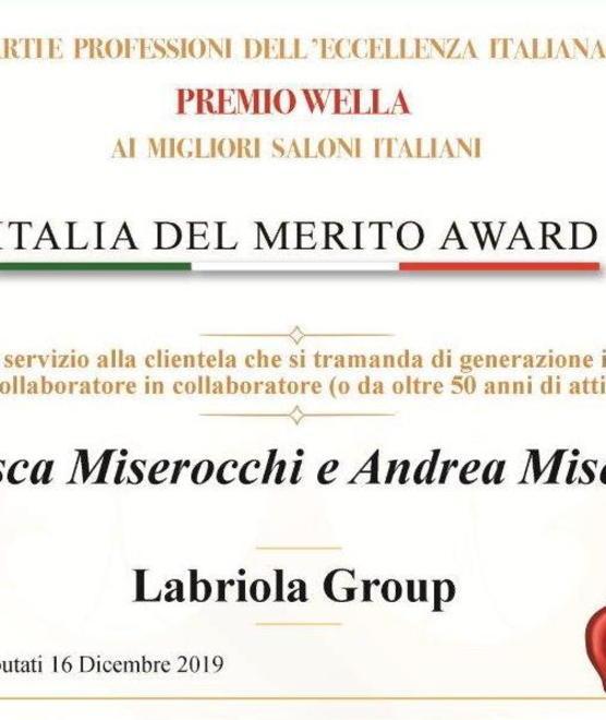 Premio Wella assegnato al Labriola Group
